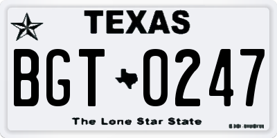 TX license plate BGT0247