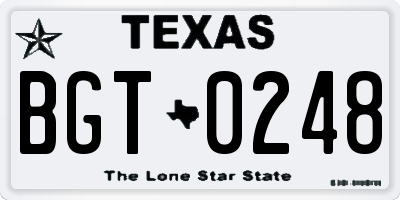 TX license plate BGT0248