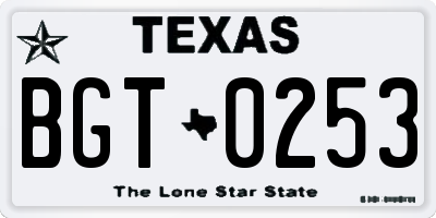 TX license plate BGT0253