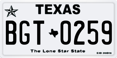 TX license plate BGT0259