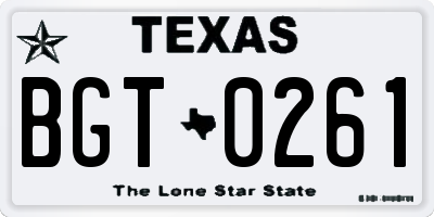 TX license plate BGT0261