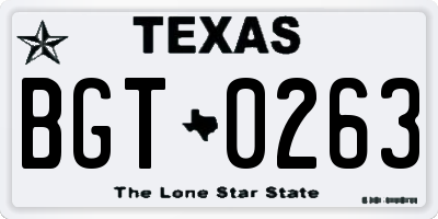 TX license plate BGT0263