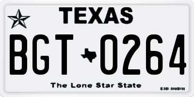 TX license plate BGT0264