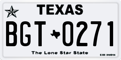 TX license plate BGT0271