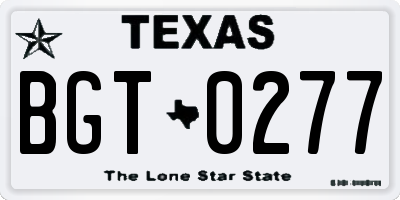 TX license plate BGT0277