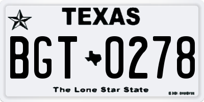 TX license plate BGT0278