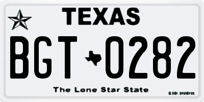 TX license plate BGT0282