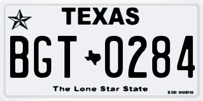 TX license plate BGT0284