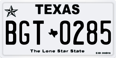 TX license plate BGT0285