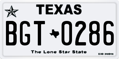 TX license plate BGT0286