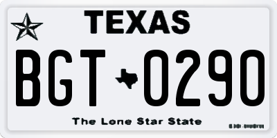 TX license plate BGT0290