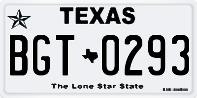 TX license plate BGT0293