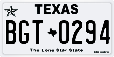 TX license plate BGT0294