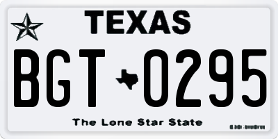 TX license plate BGT0295