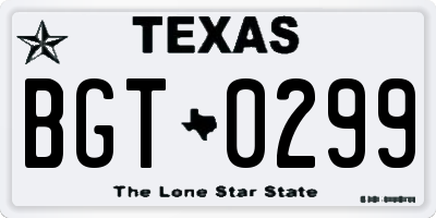 TX license plate BGT0299