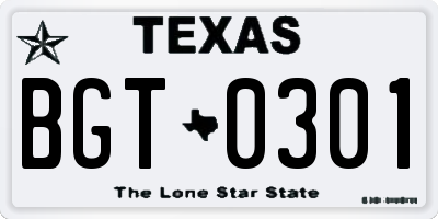 TX license plate BGT0301