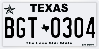 TX license plate BGT0304