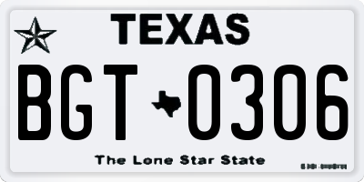 TX license plate BGT0306