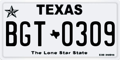 TX license plate BGT0309