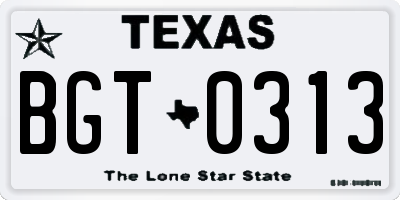 TX license plate BGT0313