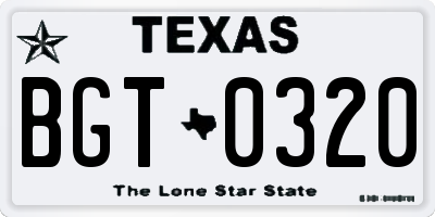TX license plate BGT0320