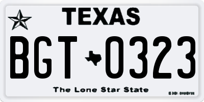 TX license plate BGT0323