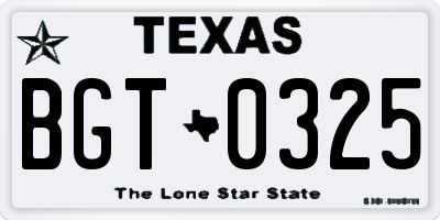 TX license plate BGT0325