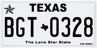 TX license plate BGT0328