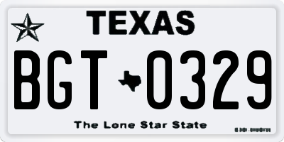 TX license plate BGT0329