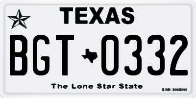 TX license plate BGT0332