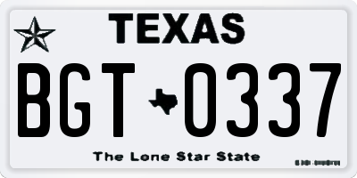 TX license plate BGT0337