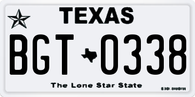 TX license plate BGT0338