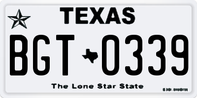 TX license plate BGT0339