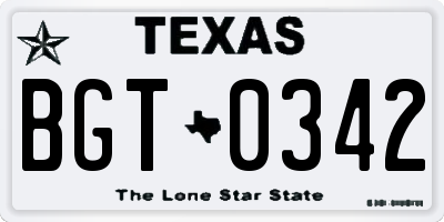 TX license plate BGT0342