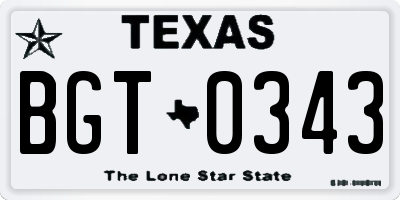TX license plate BGT0343