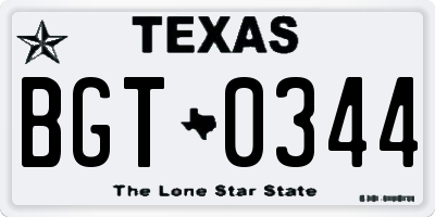 TX license plate BGT0344