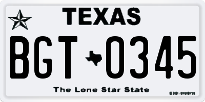 TX license plate BGT0345
