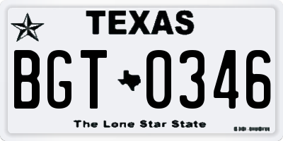 TX license plate BGT0346