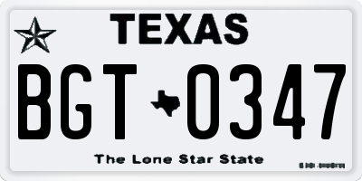 TX license plate BGT0347