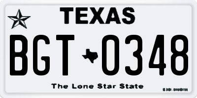 TX license plate BGT0348