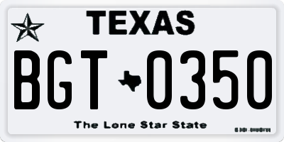 TX license plate BGT0350