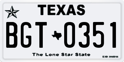 TX license plate BGT0351
