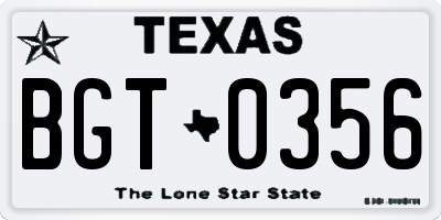 TX license plate BGT0356