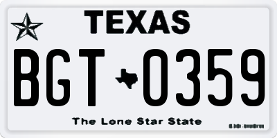TX license plate BGT0359