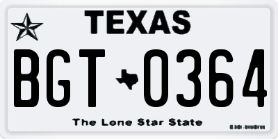 TX license plate BGT0364