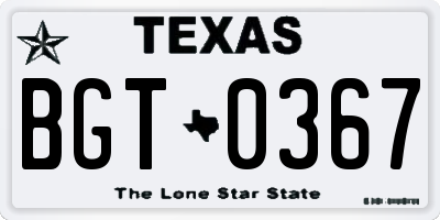 TX license plate BGT0367