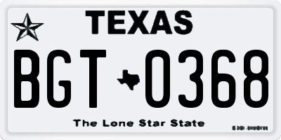 TX license plate BGT0368