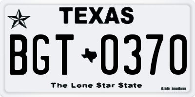 TX license plate BGT0370