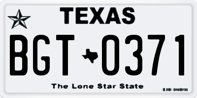TX license plate BGT0371