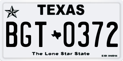 TX license plate BGT0372
